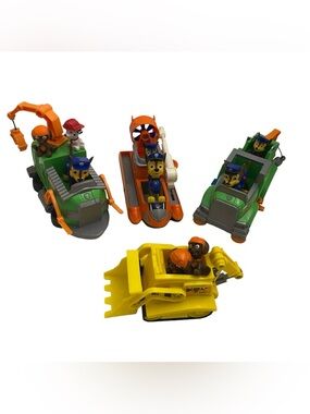Paw Patrol Vehicle Car Lot Figures Recycling Truck Hovercraft Yellow Bulldozer